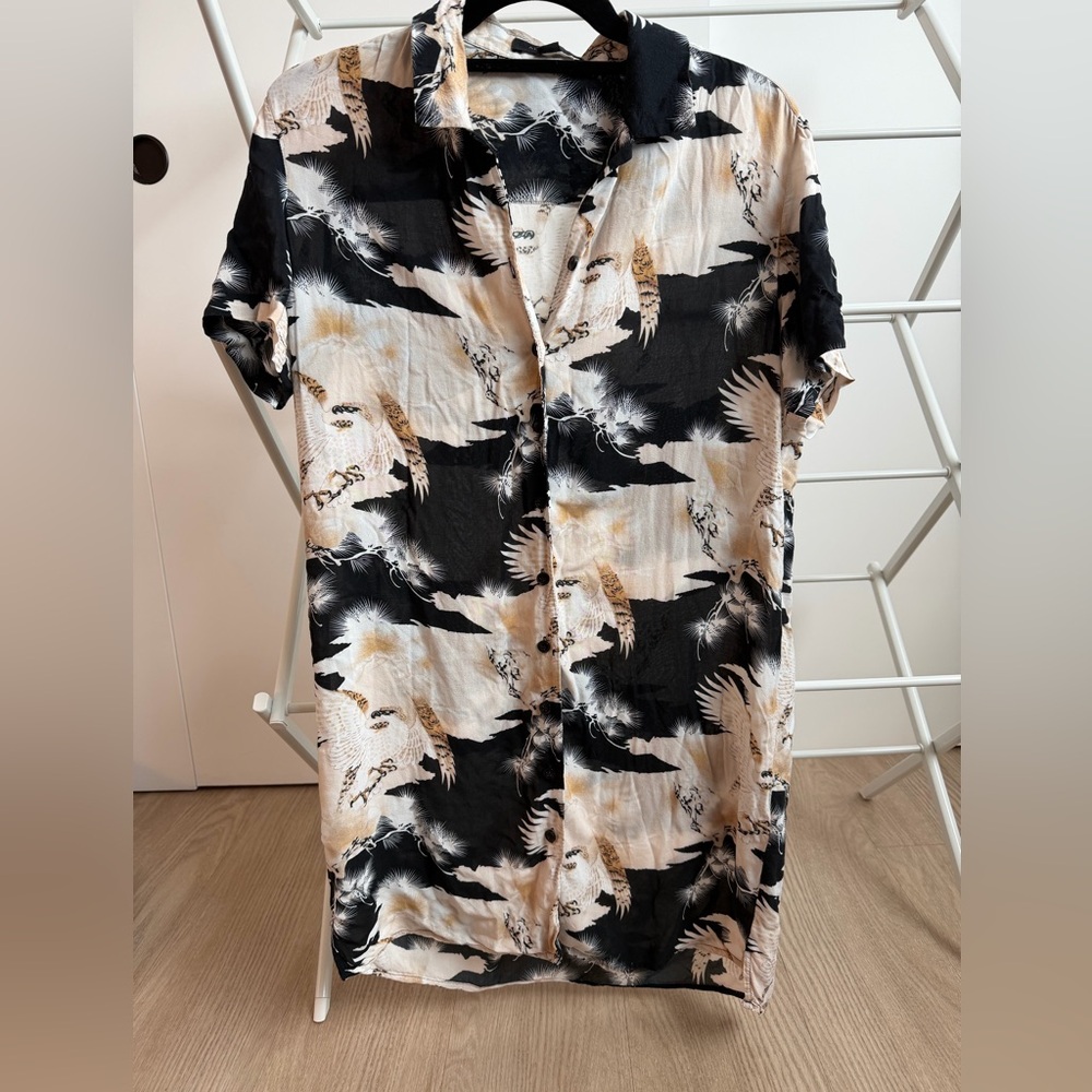 All Saints Black and Cream Mini Dress